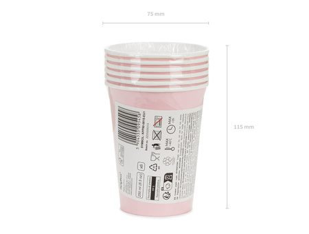 Kubeczki papierowe jasny różowe 250 ml 6 szt.