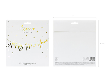 Baner Sylwester Happy New Year złoty 66 x 18 cm