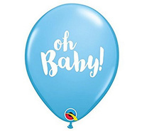 Balon QL 11" z nadr. "OH BABY!", pastel niebieski / 25 szt.