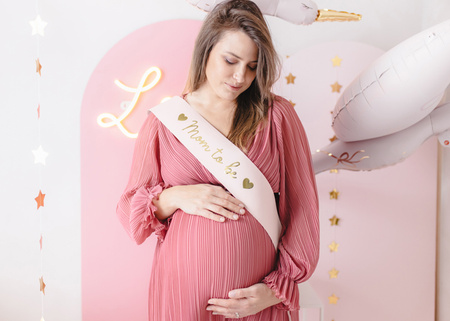 Szarfa Mom to be, blady róż, 75 cm