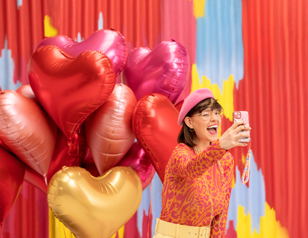 Balon foliowy Serce złoty 65 x 75 cm PartyDeco