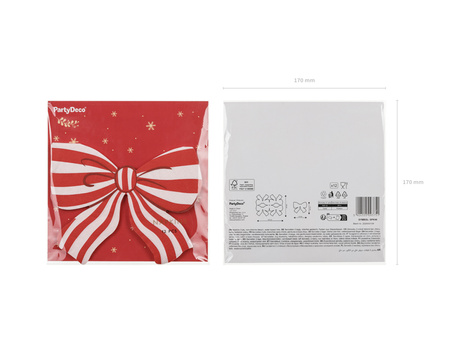 Serwetki papierowe PartyDeco kokardka w paski mix 16 x 13 cm 12 szt.