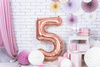 Balon foliowy Cyfra 5 różowe złoto 86 cm