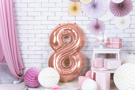 Balon foliowy Cyfra 8 różowe złoto 86 cm
