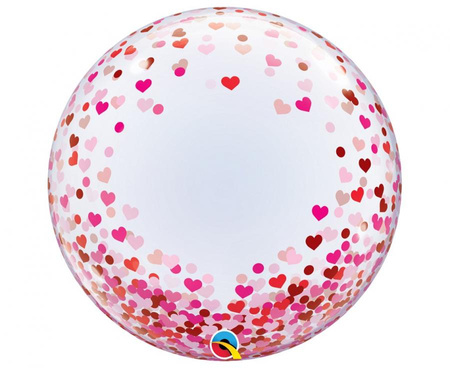 Balon foliowy 24" QL Bubble Deco "Serduszka"