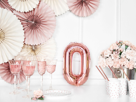 Balon foliowy Cyfra ''0'', 35cm, różowe złoto