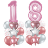 Bukiet balonów na 18 URODZINY, różowo-srebrny - opcja hel
