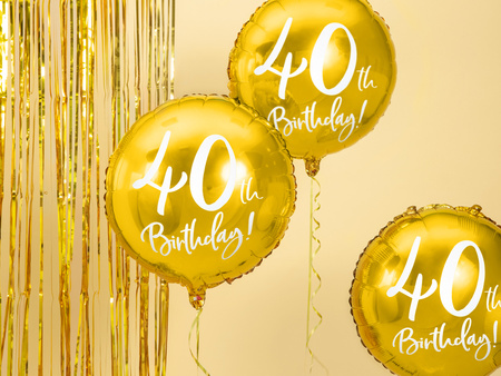 Balon foliowy 40 urodziny 40th Birthday złoty 45 cm