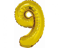 Balon foliowy Cyfra 9 złoty 35 cm