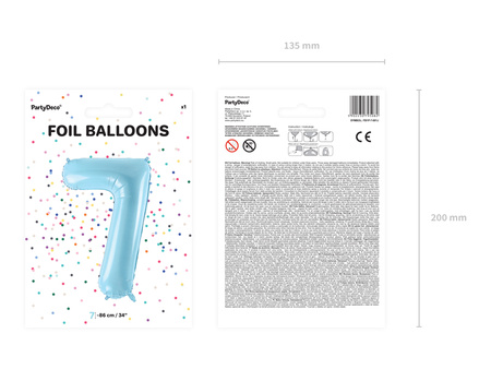 Balon foliowy Cyfra 7 jasnoniebieski 86 cm