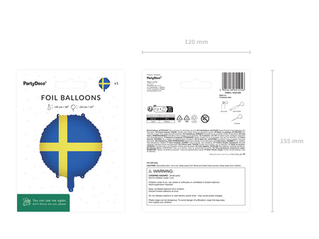 Balon foliowy Flaga Szwecji 35 cm