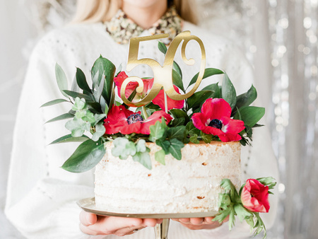 Topper na tort 50 złoty 20,5 cm