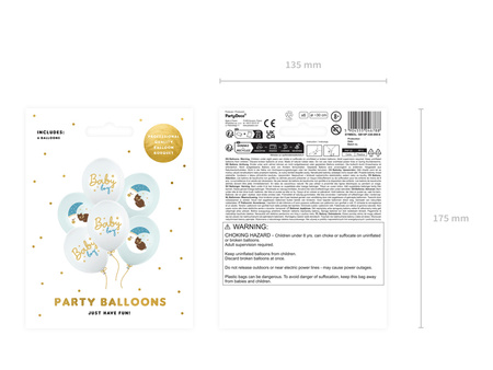 Balony lateksowe Baby Shower Baby boy niebieskie 30 cm 6 szt.