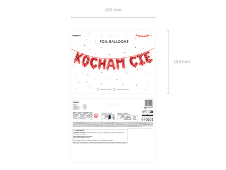 Balon foliowy Walentynki napis Kocham Cię czerwony 285 x 40 cm