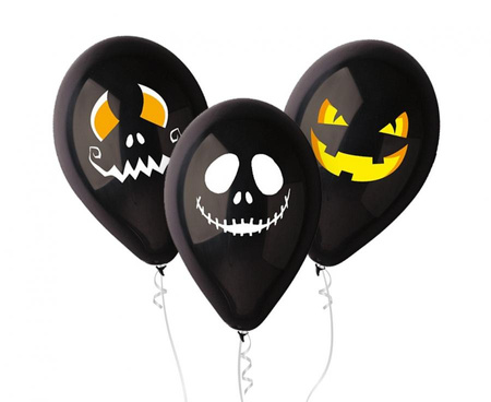 Balony lateksowe Premium Halloween twarze czarne 30 cm 3 szt.