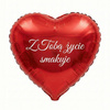 Balon personalizowany Serce czerwone 45 cm z helem 