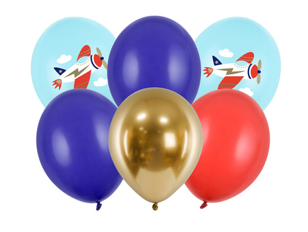 Balony lateksowe Samolot mix 30 cm 6 szt.