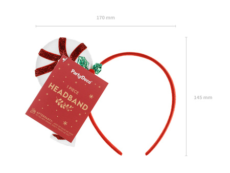 Opaska na głowę świąteczna laska cukrowa mix 18.5 x 15.5 cm