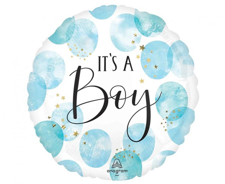 Balon foliowy 18" CIR- Baby Boy Blue watercolor