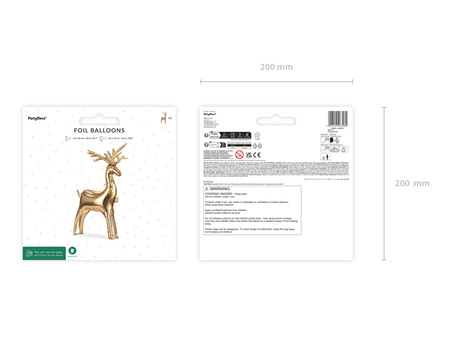 Balon foliowy stojący renifer złoty na Boże Narodzenie 63 x 51 cm