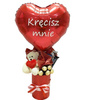 BOX balonowy: Serce z kwiatami i personalizowanym napisem