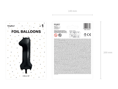 Balon foliowy Cyfra 1 czarny 86 cm