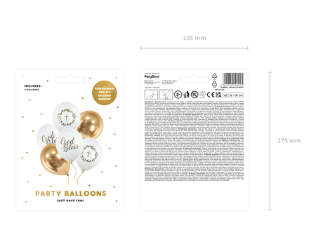 Balony lateksowe God Bless białe 30 cm 6 szt.