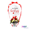 BOX prezentowy: balon Bubble + kwiaty + napis (personalizacja)