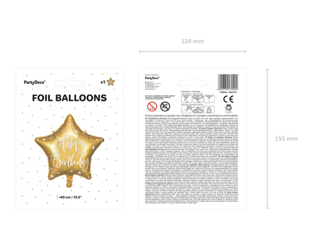 Balon foliowy Happy Birthday złoty 40 cm