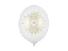 Balony lateksowe Pierwsza Komunia IHS metaliczne białe 30 cm 6 szt.