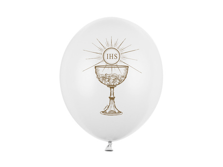 Balon lateksowy Pierwsza Komunia IHS Pastel biały 30 cm
