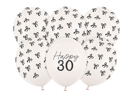 Balony lateksowe 30 urodziny Happy 30 Birthday Off-white Pastel 30 cm 6 szt.