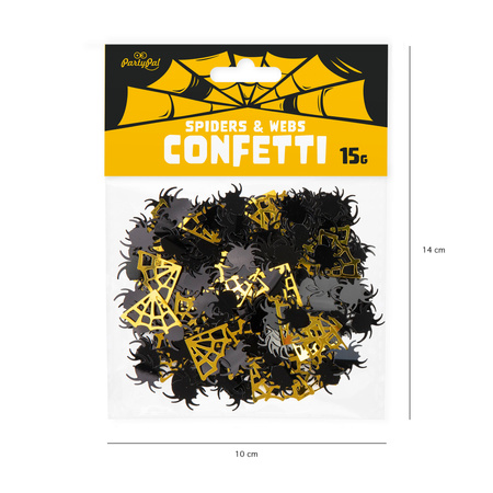 Konfetti Halloween Pająki i pajęczyny złoto-czarne 15g