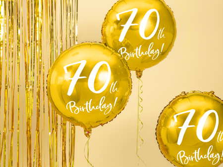Balon foliowy 70 urodziny 70th Birthday złoty 45 cm