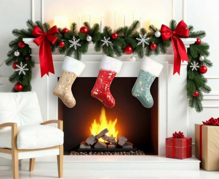 Skarpeta świąteczna czerwona na Boże Narodzenie do powieszenia