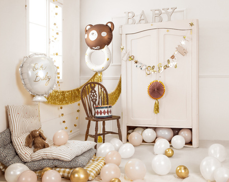 Balon foliowy Baby Shower Grzechotka miś brązowy 61 x 88 cm