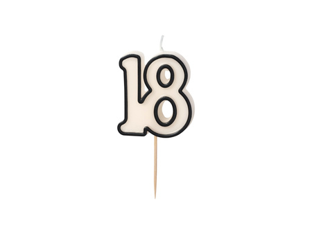 Świeczka urodzinowa liczba 18 5 biało-czarna 5 cm