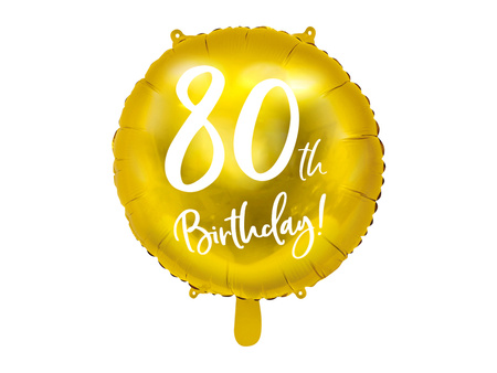 Balon foliowy 80 urodziny 80th Birthday złoty 45 cm