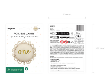 Balon foliowy pastylka z falbanką One, mix, 51,5x51,5 cm