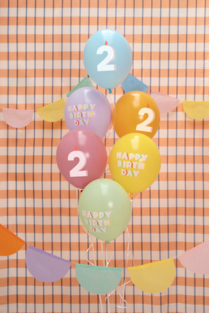 Balony lateksowe 2 urodziny Happy 2 Birthday mix 30 cm 6 szt.