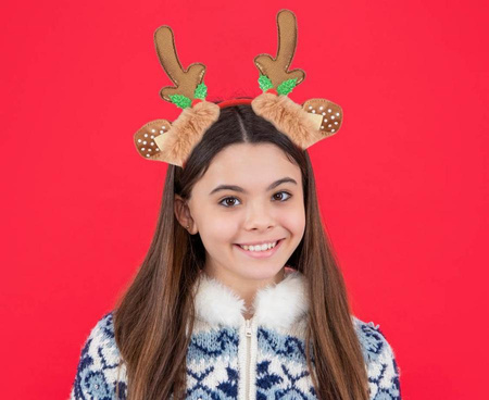 Opaska na głowę poroże renifera czerwona dla dorosłych Boże Narodzenie
