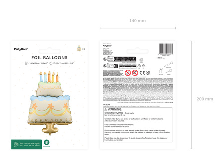 Balon foliowy Tort, 62x104 cm, mix