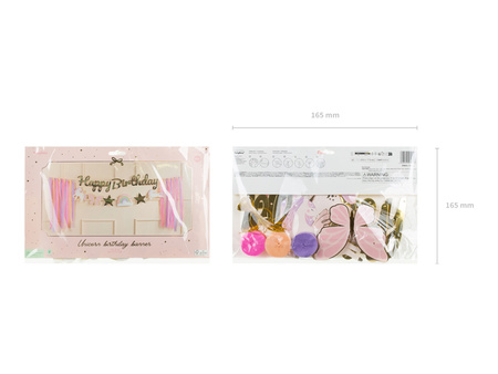 Baner Happy Birthday Jednorożec, 230x17.5 cm, mix
