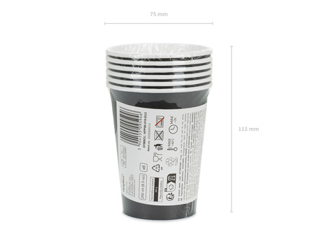 Kubeczki papierowe czarne 250 ml 6 szt.
