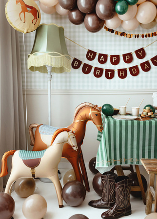 Balon foliowy Koń 112x97 cm brązowy – idealna dekoracja na Dzień Dziecka