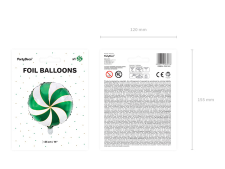 Balon foliowy Cukierek zielony 35 cm
