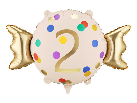 Balon foliowy Cukierek 2 urodziny Happy 2 Birthday 61 x 37 cm