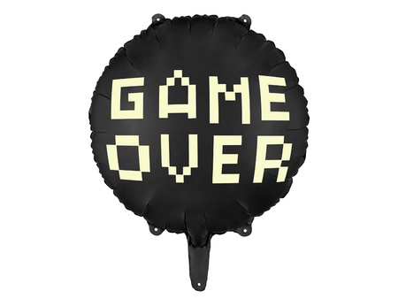 Balon foliowy Game over, 45 cm, czarny