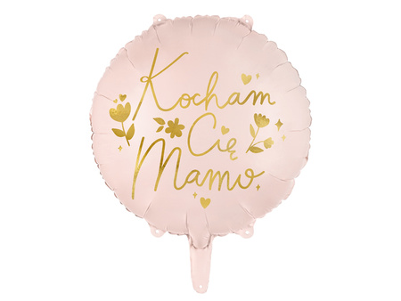 Balon foliowy Kocham Cię Mamo różowy 45 cm