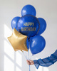 Balon foliowy pastylka Happy Birthday granat 35 x 35 cm